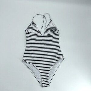 UEC Cupshe black & white striped one piece bathing suit medium